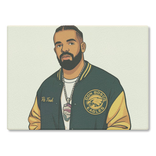 Drake - glass chopping board by Ms Doodle