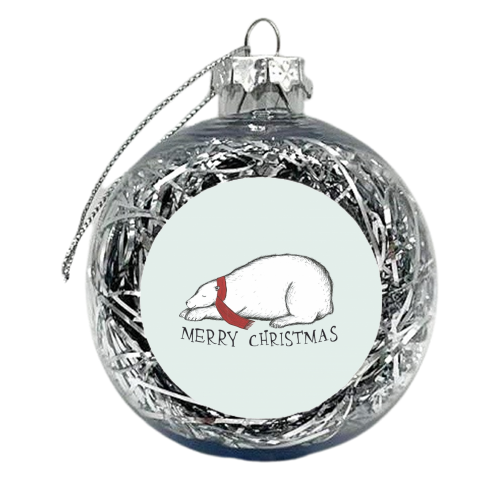 Dreaming Christmas Polar Bear - xmas bauble by Yazmin Brooks