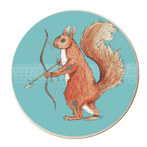 Drey Tribe Squirrel - personalised beer coaster by Cat Partridge Art