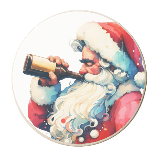 Drunk santa - personalised beer coaster by ara liliput