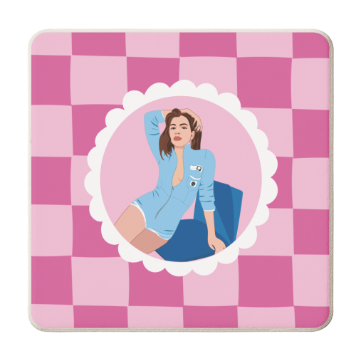 Dua Lipa Print - personalised beer coaster by Laura Lonsdale
