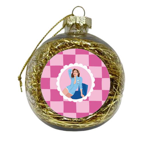 Dua Lipa Print - xmas bauble by Laura Lonsdale