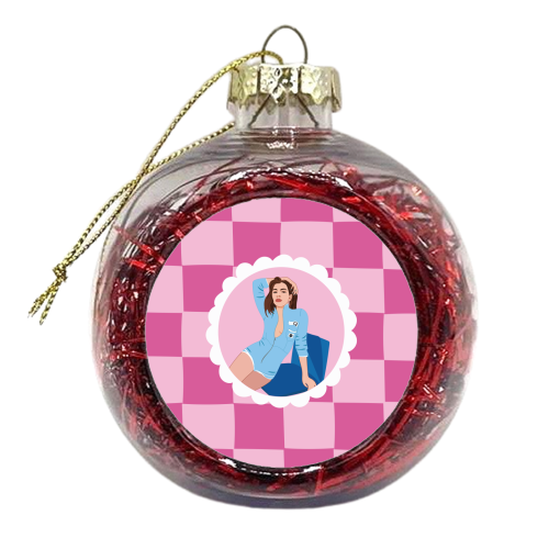 Dua Lipa Print - xmas bauble by Laura Lonsdale
