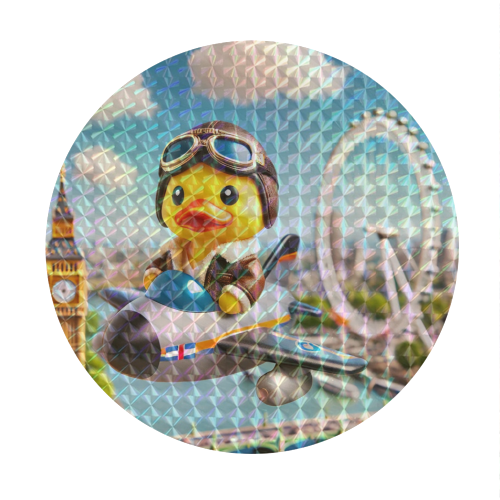 Duck Flying Over London - Circle Sticker by Ms Doodle