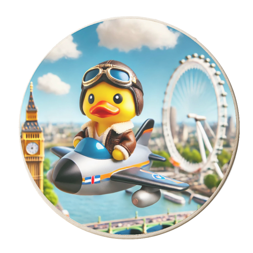 Duck Flying Over London - personalised beer coaster by Ms Doodle