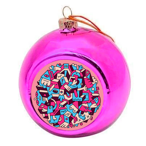 Dumbbell Fiasco - colourful christmas bauble by Phil