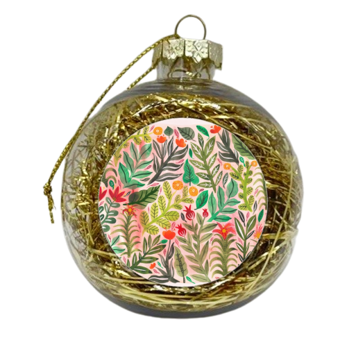 Dusky Pink Garden - xmas bauble by Samantha Dolan