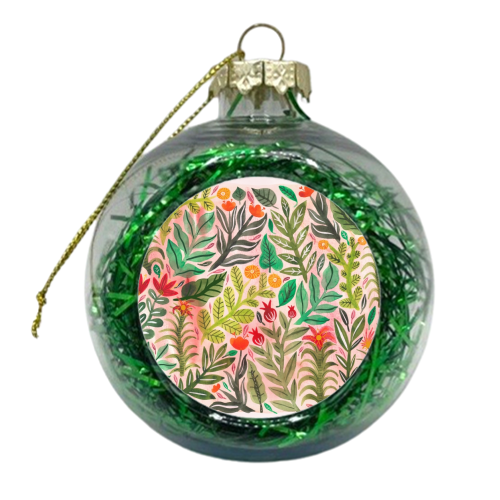 Dusky Pink Garden - xmas bauble by Samantha Dolan