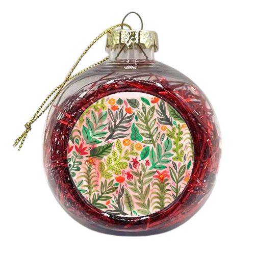 Dusky Pink Garden - xmas bauble by Samantha Dolan