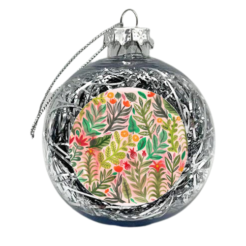 Dusky Pink Garden - xmas bauble by Samantha Dolan