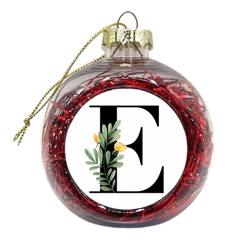 E Floral Letter Initial - xmas bauble by Toni Scott
