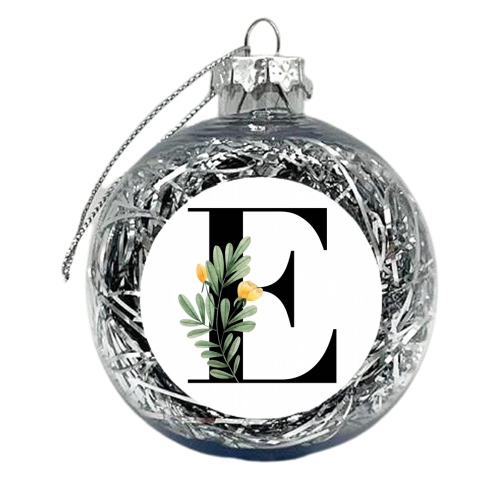 E Floral Letter Initial - xmas bauble by Toni Scott