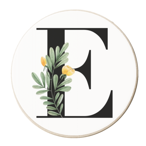 E Floral Letter Initial - personalised beer coaster by Toni Scott