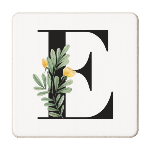 E Floral Letter Initial - personalised beer coaster by Toni Scott