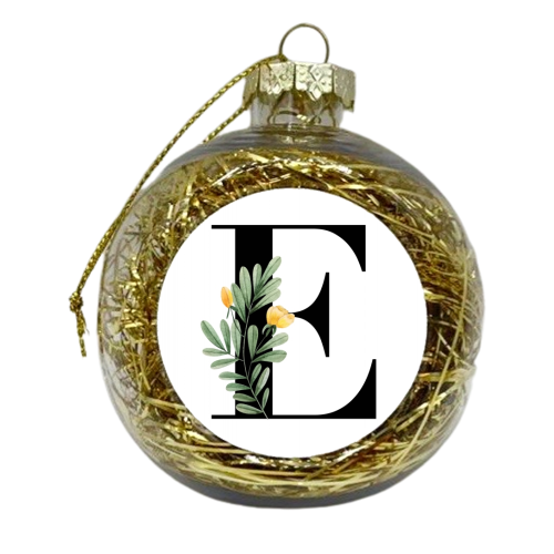 E Floral Letter Initial - xmas bauble by Toni Scott