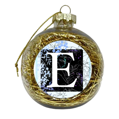 E Initial Greetings Card - xmas bauble by whattatiedid