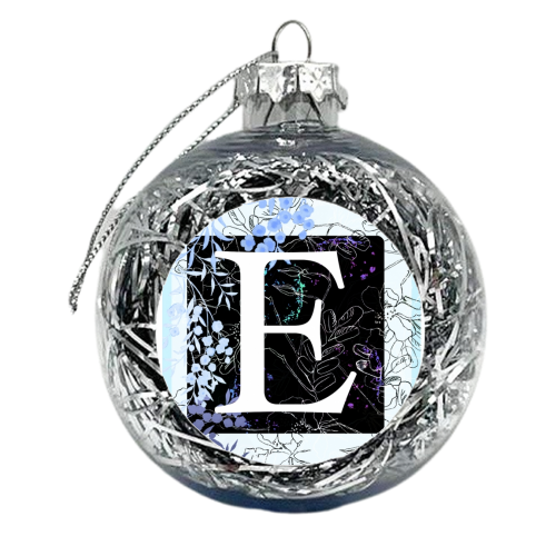 E Initial Greetings Card - xmas bauble by whattatiedid