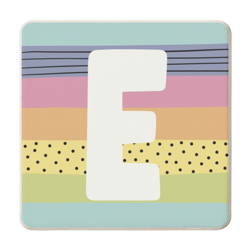 E - rainbow stripes modern initial - personalised beer coaster by Giddy Kipper