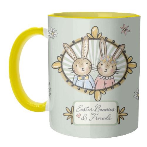 Easter Bunnies & Friends - unique mug by Mad Philomena