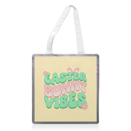 Easter Bunny Vibes - printed canvas tote bag by Amy Farmer