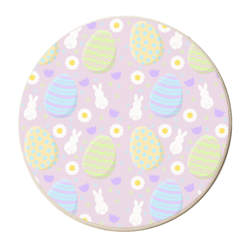 Easter Eggs & Rabbits - personalised beer coaster by Amy Farmer