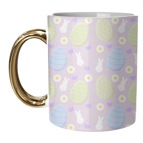 Easter Eggs & Rabbits - unique mug by Amy Farmer