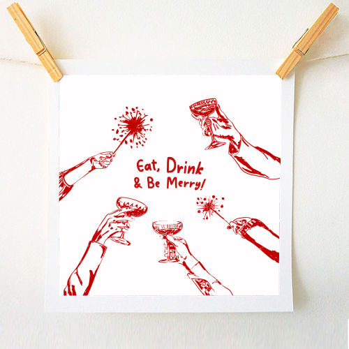 Eat, Drink, & be Merry Cocktails - A1 - A4 art print by EZbie
