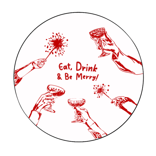 Eat, Drink, & be Merry Cocktails - Circle Sticker by EZbie