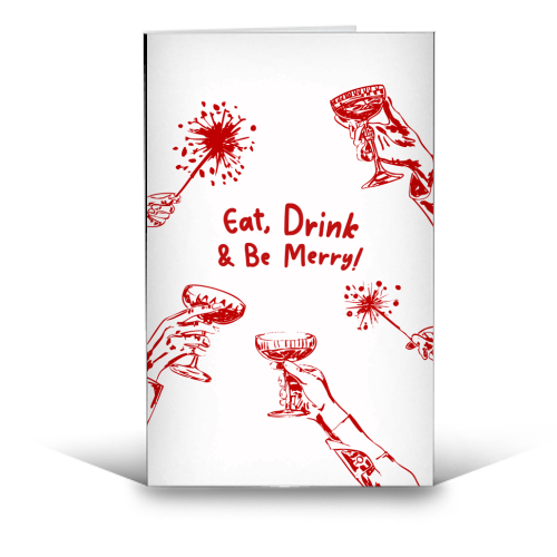Eat, Drink, & be Merry Cocktails - funny greeting card by EZbie