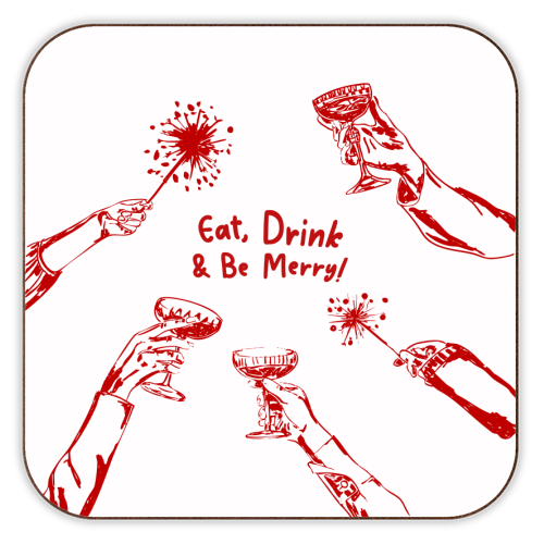 Eat, Drink, & be Merry Cocktails - personalised beer coaster by EZbie