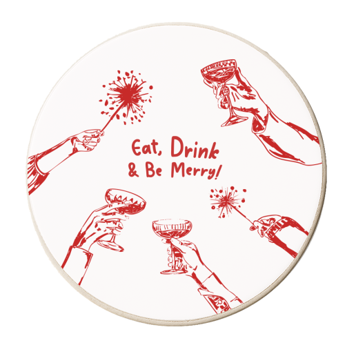 Eat, Drink, & be Merry Cocktails - personalised beer coaster by EZbie
