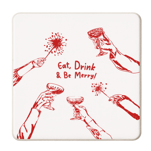 Eat, Drink, & be Merry Cocktails - personalised beer coaster by EZbie