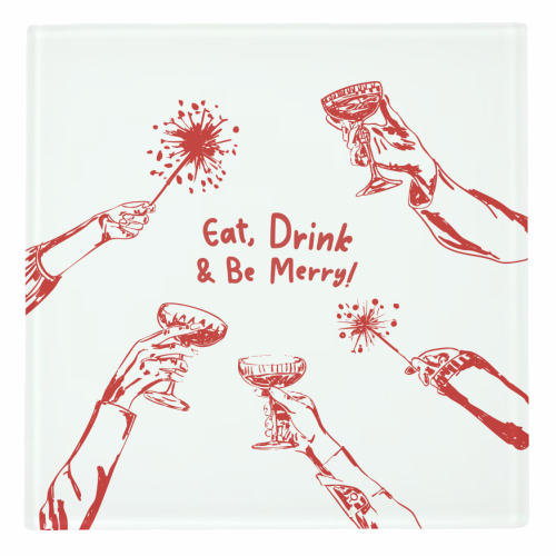 Eat, Drink, & be Merry Cocktails - personalised beer coaster by EZbie