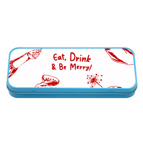 Eat, Drink, & be Merry Cocktails - tin pencil case by EZbie