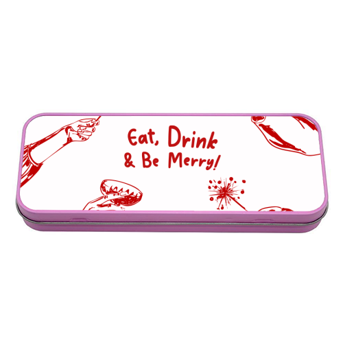 Eat, Drink, & be Merry Cocktails - tin pencil case by EZbie