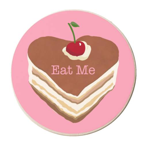 Eat Me Heart Cake - personalised beer coaster by Rock and Rose Creative
