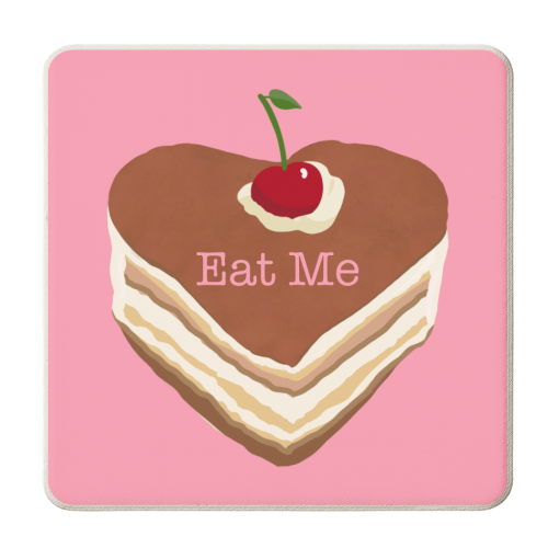 Eat Me Heart Cake - personalised beer coaster by Rock and Rose Creative