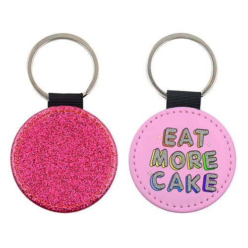 Eat More Cake - Neon Type - keyring by Ania Wieclaw