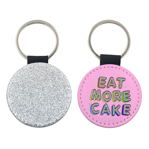 Eat More Cake - Neon Type - keyring by Ania Wieclaw