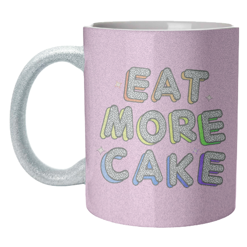 Eat More Cake - Neon Type - unique mug by Ania Wieclaw