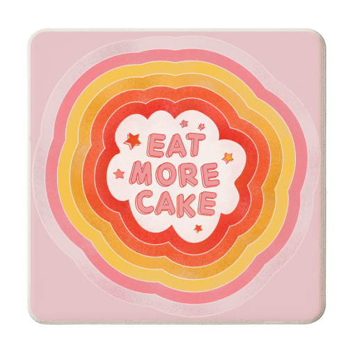 EAT MORE CAKE - personalised beer coaster by Ania Wieclaw