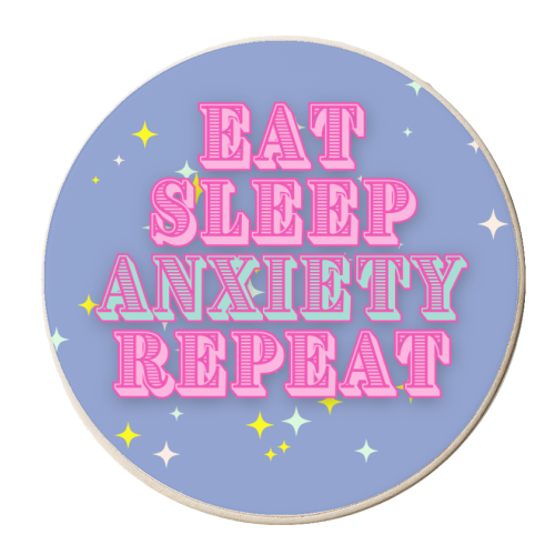 Eat Sleep Anxiety - personalised beer coaster by Nida Designs