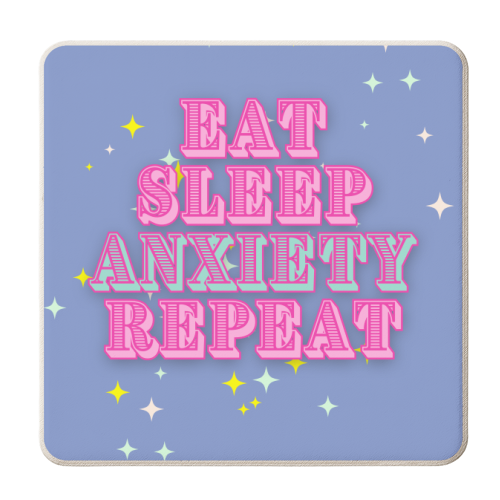 Eat Sleep Anxiety - personalised beer coaster by Nida Designs