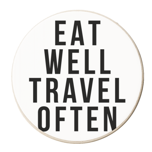Eat Well Travel Often - personalised beer coaster by Toni Scott