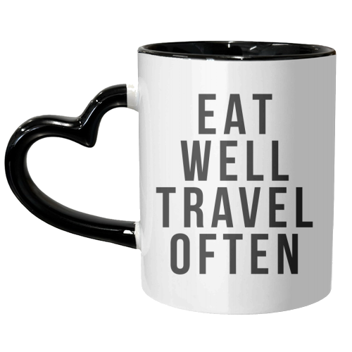 Eat Well Travel Often - unique mug by Toni Scott