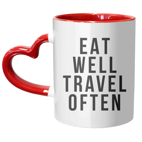 Eat Well Travel Often - unique mug by Toni Scott