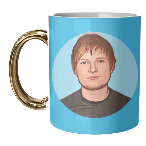 ED on Blue - unique mug by DOLLY WOLFE