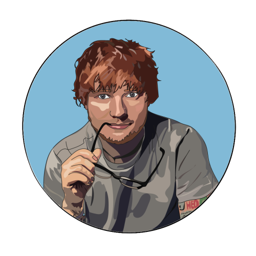 Ed Sheeran Collection - Circle Sticker by Catherine Critchley.