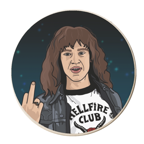 Eddie Stranger Things - personalised beer coaster by The Girl Next Draw