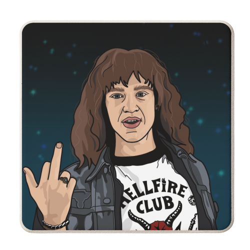 Eddie Stranger Things - personalised beer coaster by The Girl Next Draw